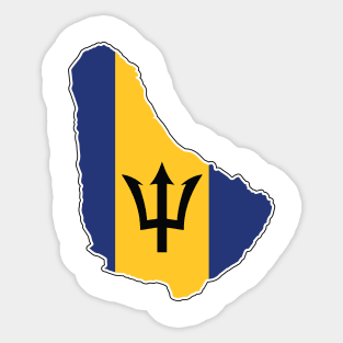 Barbados National Flag and Map Sticker